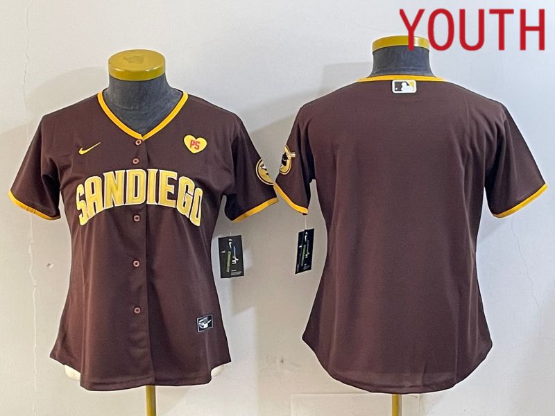 Youth San Diego Padres Blank Browm Game 2024 Nike MLB Jersey style 1->youth mlb jersey->Youth Jersey